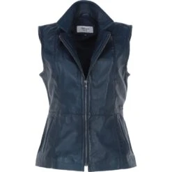 Leather Gilet Navy : Nola