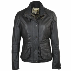 Leather Jacket Black/napp : Emerald