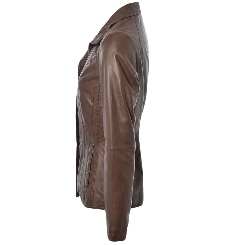Leather Jacket Brown/nap : Juliet - Image 2