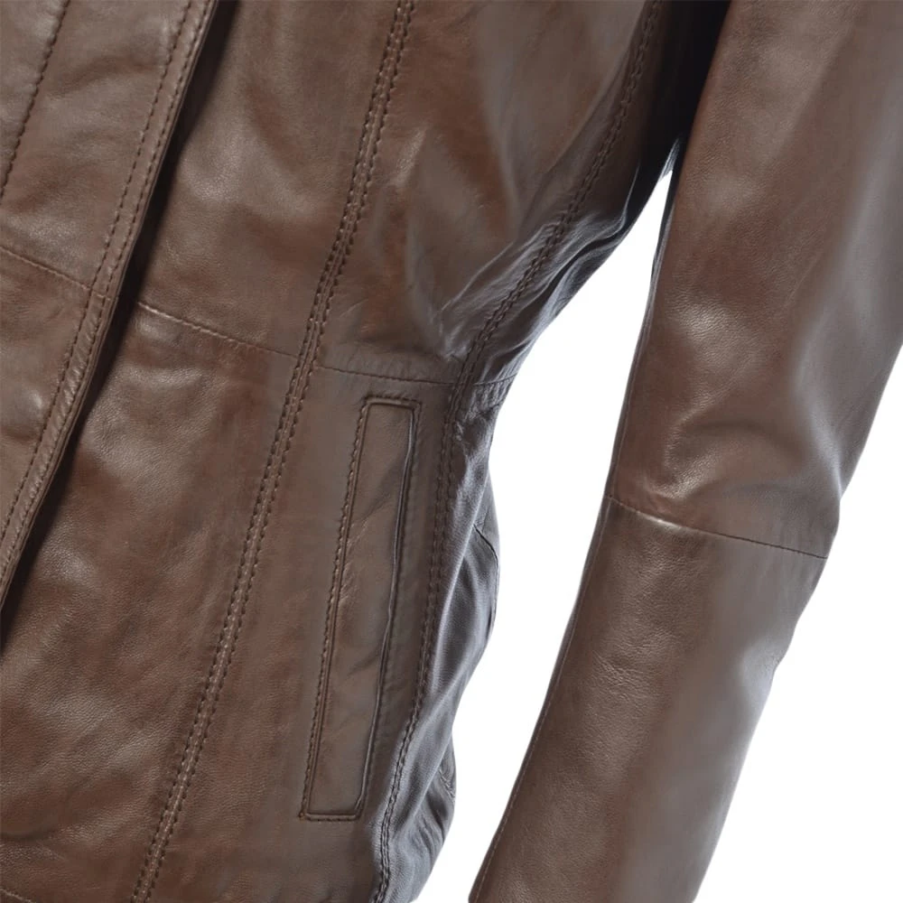 Leather Jacket Brown/nap : Juliet - Image 4