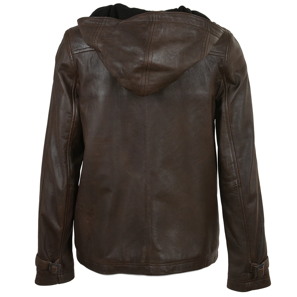 Leather Jacket Khaki : Nicola - Image 3