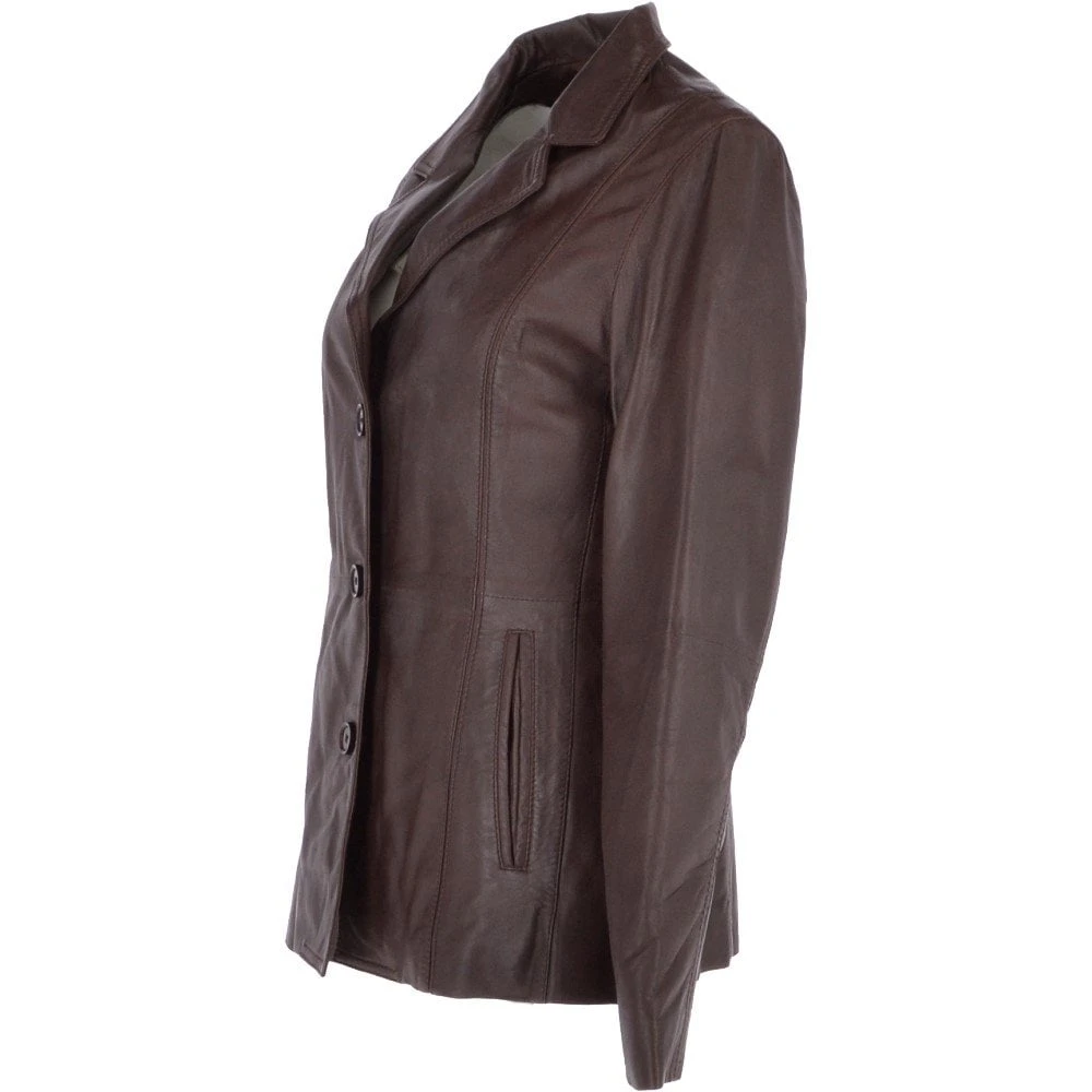 Leather Jacket Mid Brown/nap : Marabelle - Image 2