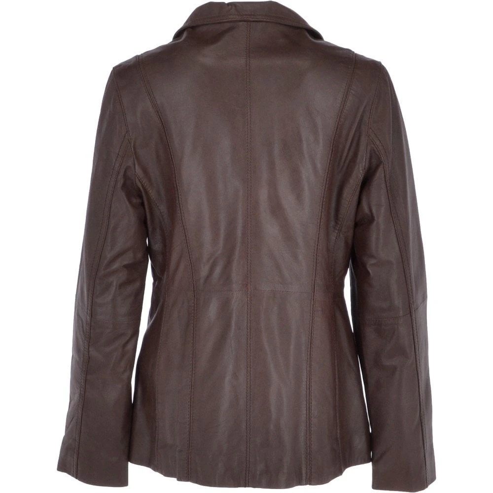 Leather Jacket Mid Brown/nap : Marabelle - Image 3