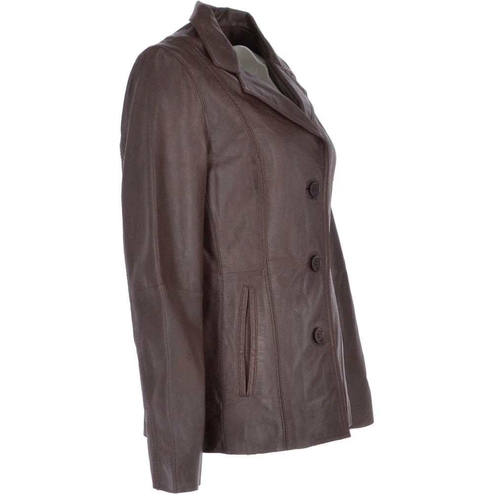 Leather Jacket Mid Brown/nap : Marabelle - Image 4