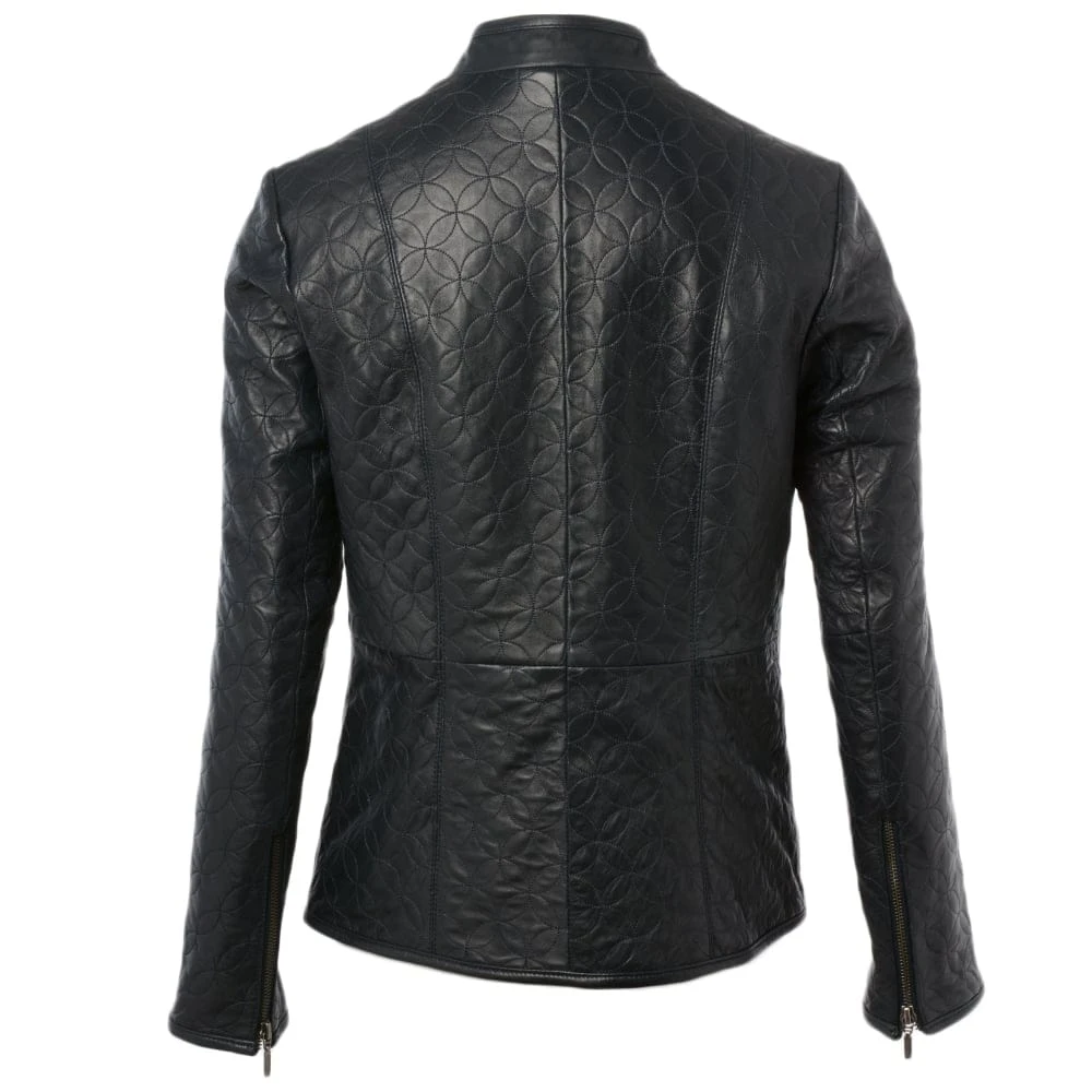 Leather Jacket Navy : Agnus - Image 3