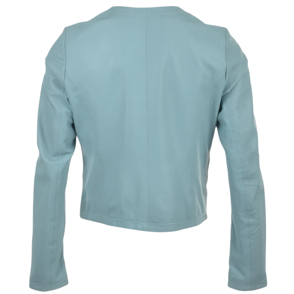 Leather Jacket Pale Blue : Alisa - Image 3