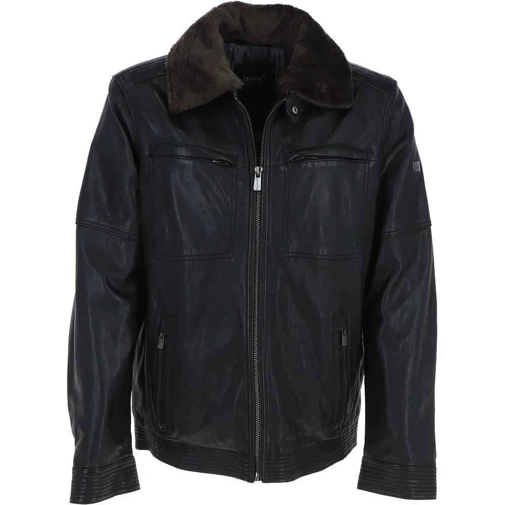 Leather Jacket With Detachable Collar Black: Sandor 2
