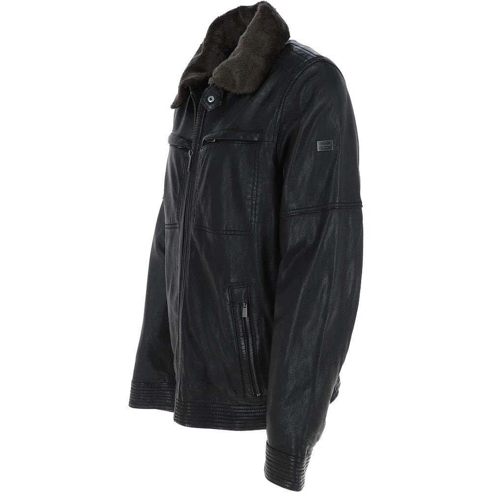 Leather Jacket With Detachable Collar Black: Sandor 2 - Image 2