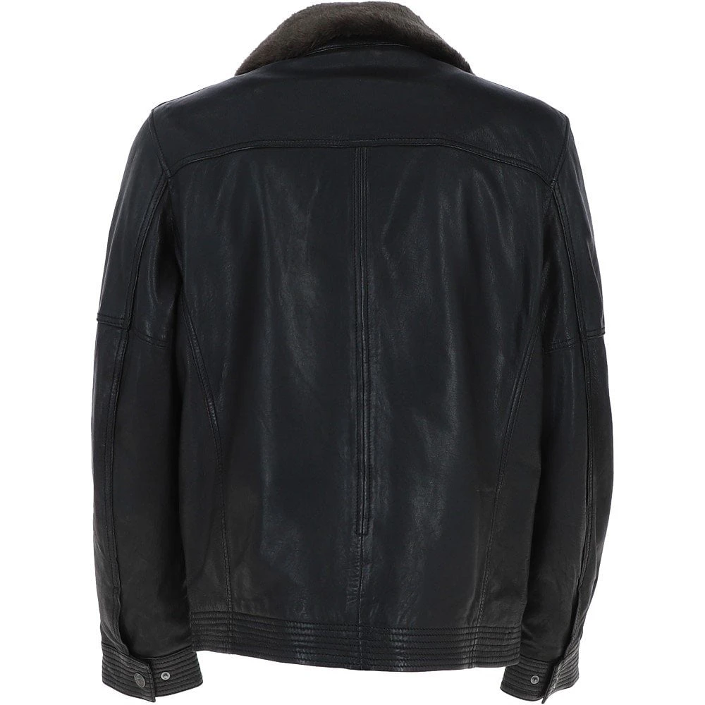 Leather Jacket With Detachable Collar Black: Sandor 2 - Image 3