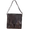 Leather Messenger Bag With Front Buckle Pockets Brown: TL-007