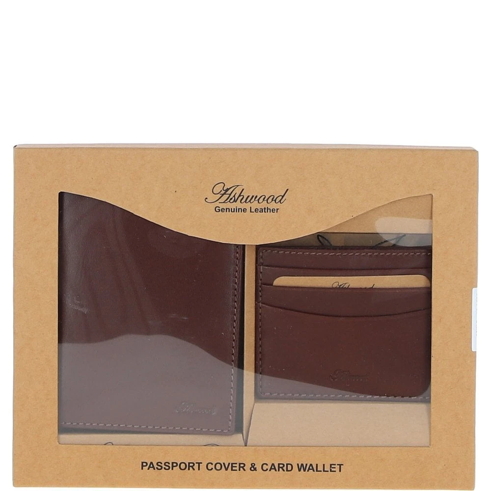 Leather Passport Cover & Card Holder Gift Set Chestnut: GS-1280 - Image 4