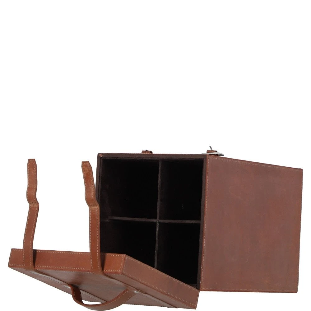 Leather Quadro Wine Bottle Holder Tan: AGC-62 - Image 2