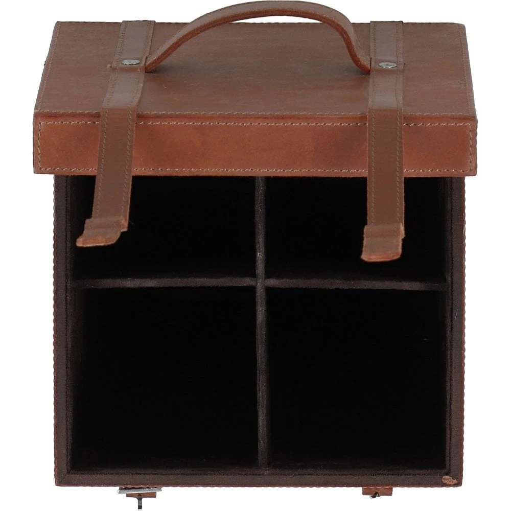 Leather Quadro Wine Bottle Holder Tan: AGC-62 - Image 4