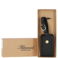 Leather Travel Luggage Tag Black :Battersea L Tag