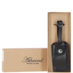 Leather Travel Luggage Tag Black : Hampstead Tag 3