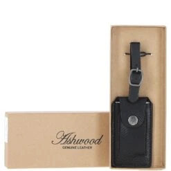 Leather Travel Luggage Tag Black : Stratford L Tag