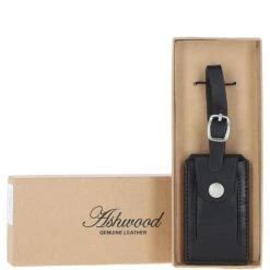 Leather Travel Luggage Tag Black : Wimbledon