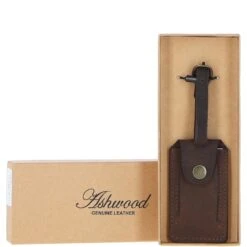Leather Travel Luggage Tag Brown : Antico Tag 1