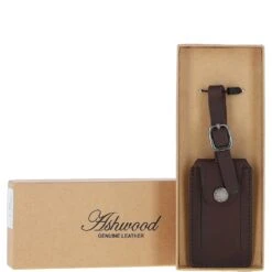 Leather Travel Luggage Tag Brown : Windermere L Tag