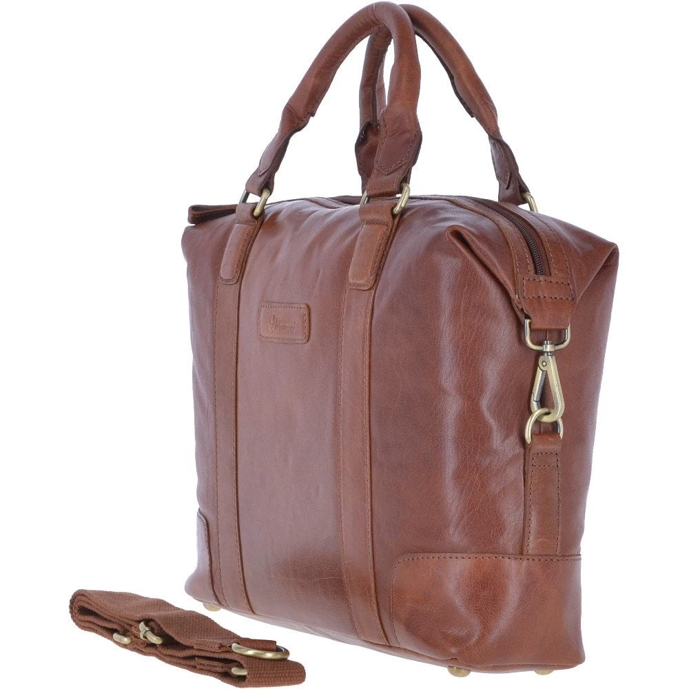 Leather Vintage Laptop Work Bag Tan : G-34 - Image 2