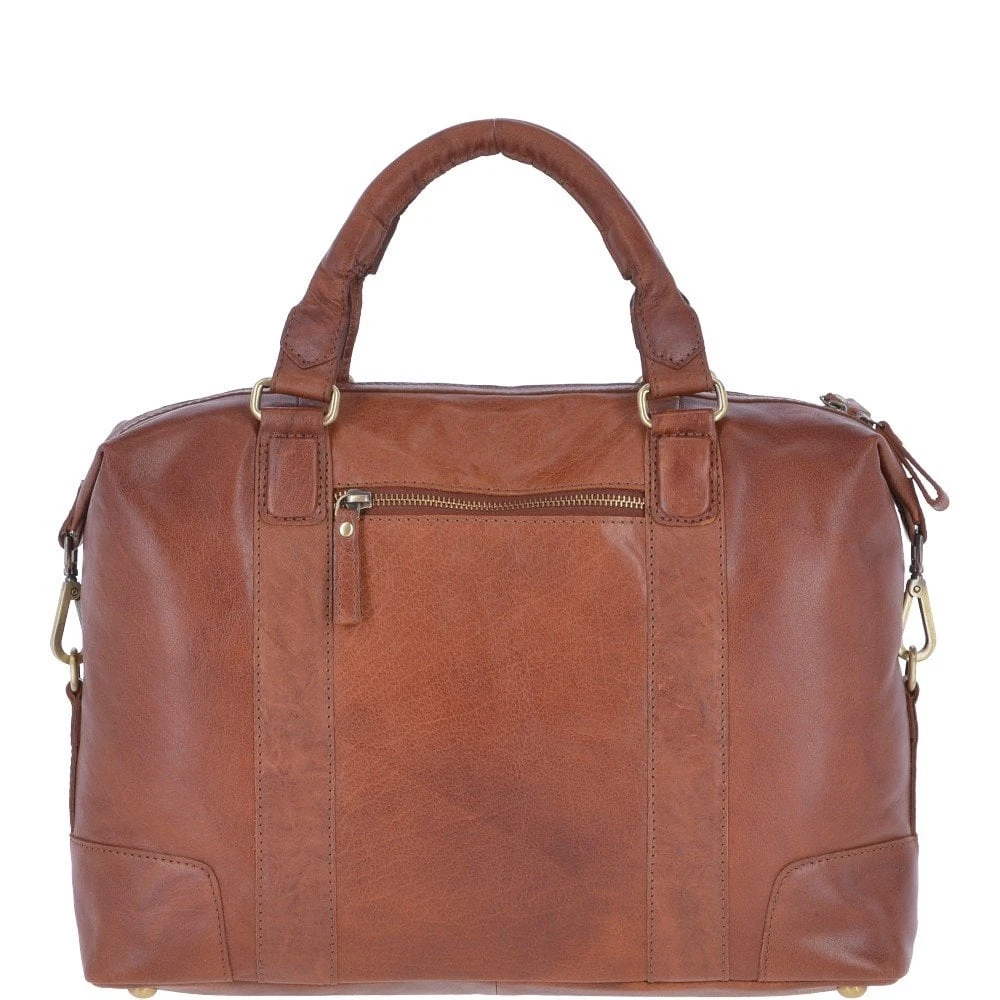 Leather Vintage Laptop Work Bag Tan : G-34 - Image 3