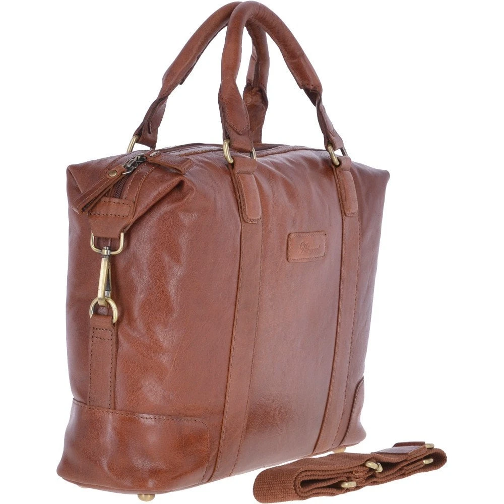 Leather Vintage Laptop Work Bag Tan : G-34 - Image 4