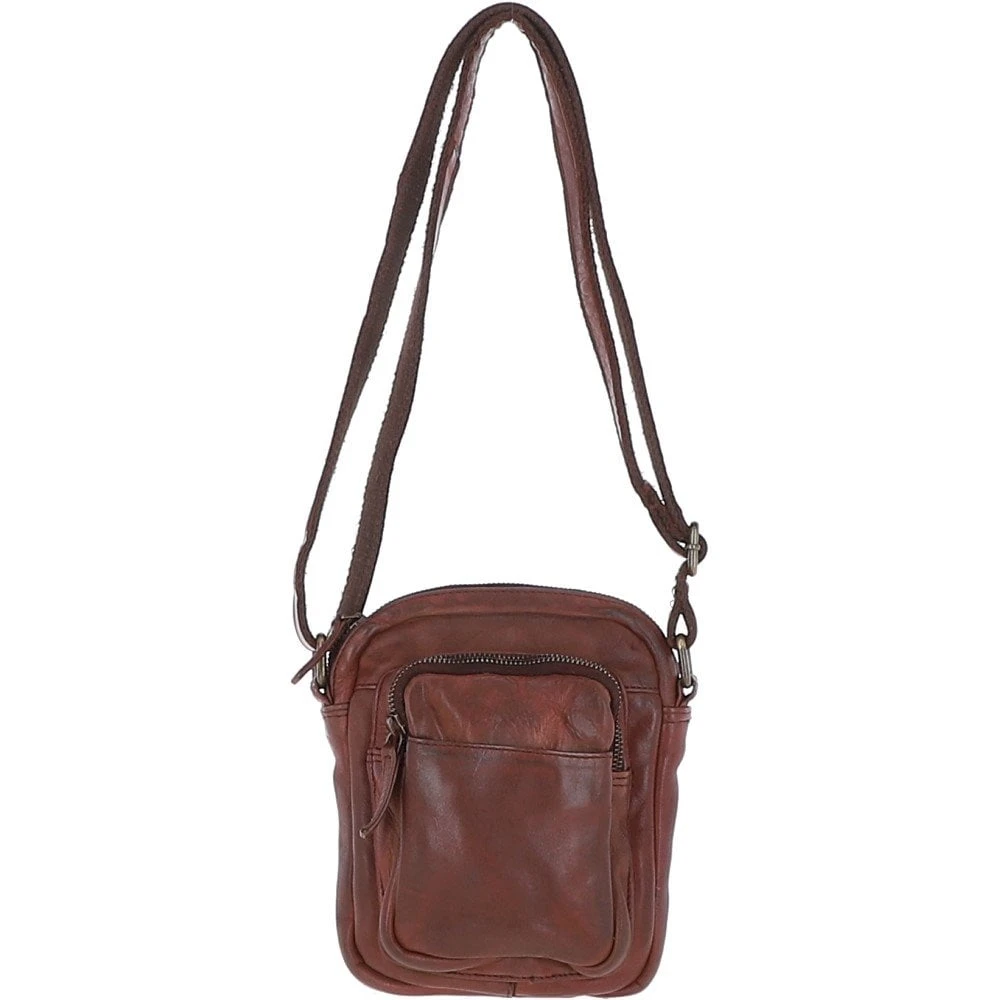 Leather Vintage Small Flight Shoulder Bag Brandy : FIN