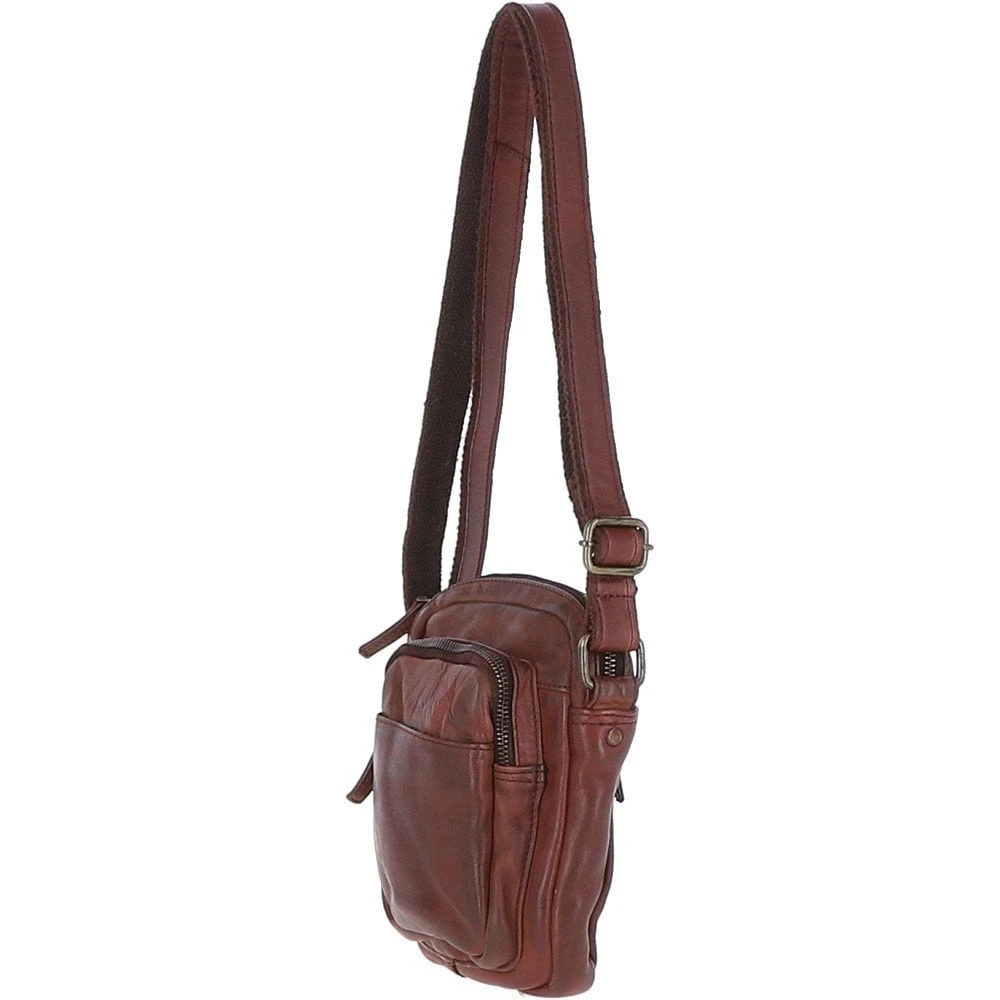 Leather Vintage Small Flight Shoulder Bag Brandy : FIN - Image 2