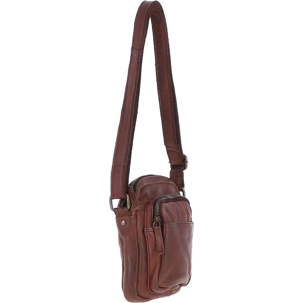 Leather Vintage Small Flight Shoulder Bag Brandy : FIN - Image 4