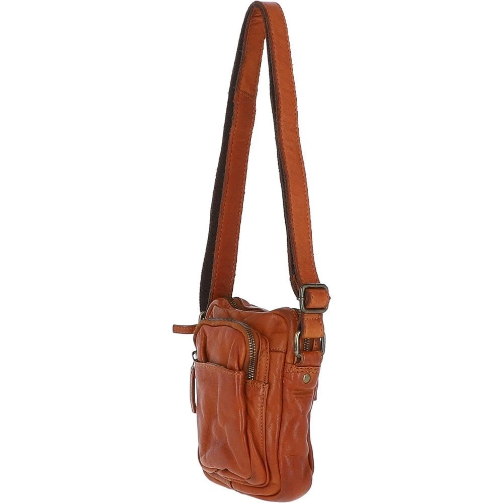 Leather Vintage Small Flight Shoulder Bag Tan : FIN - Image 2