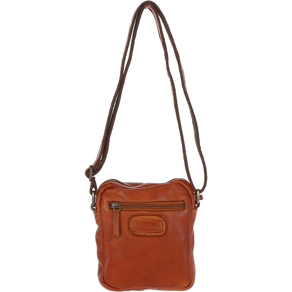 Leather Vintage Small Flight Shoulder Bag Tan : FIN - Image 3