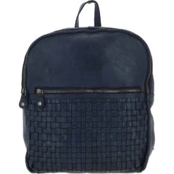Leather Vintage Wash Backpack Navy : D-74