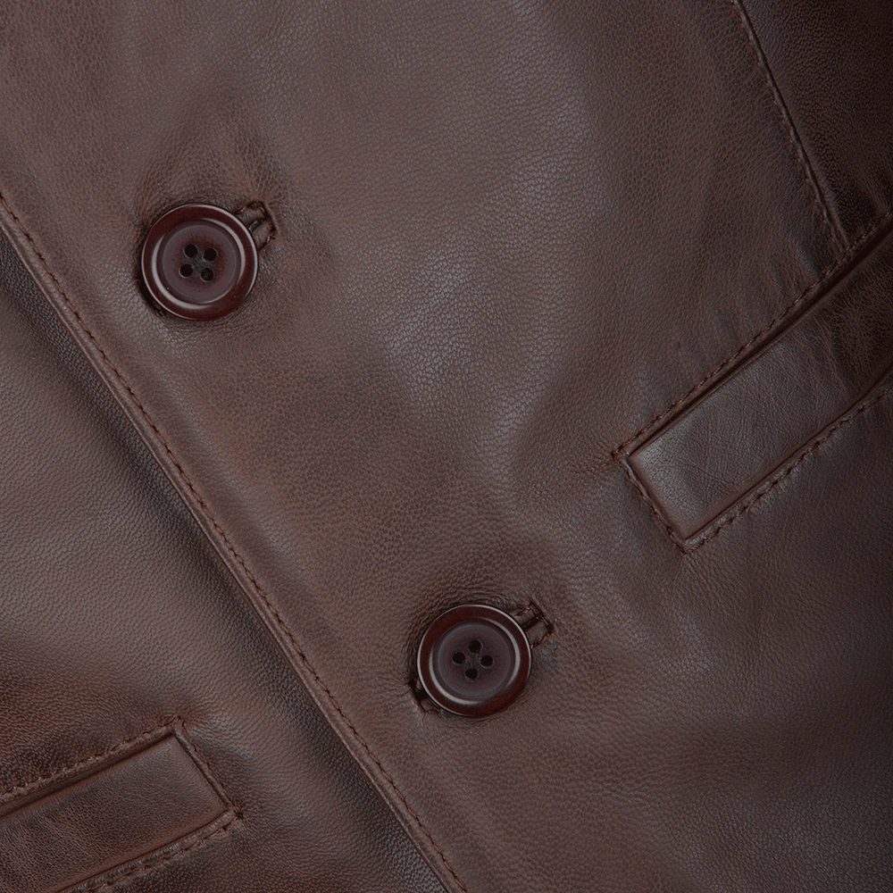 Leather Waistcoat Mid Brown/app : Tudor - Image 5