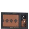Leather Wallet & Key Ring Gift Set Cognac/khaki/red: GB-305-GS