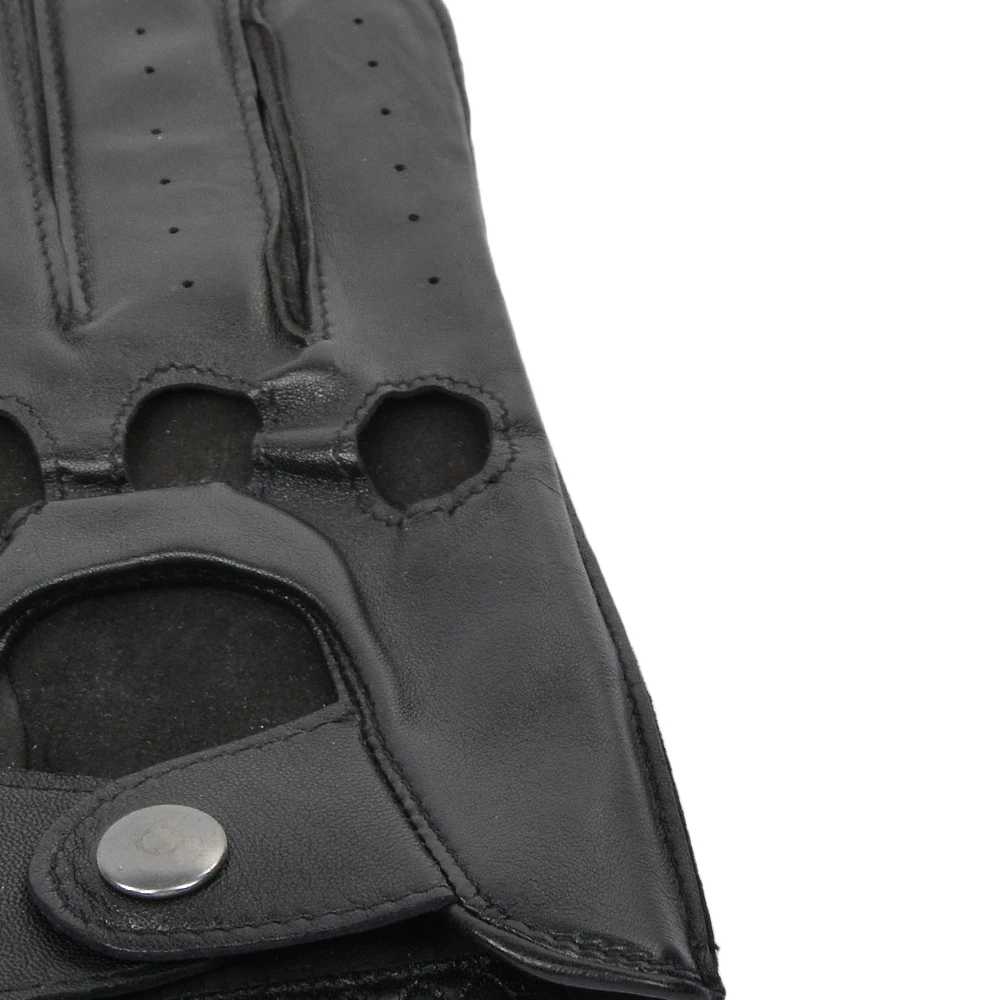 Lightweight Natural Skin Lined Leather Driving Gloves Black - 750 - Image 2