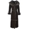 Long Length Sheepskin Coat Brown : Sophia