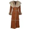 Long Length Sheepskin Coat Tan : Sophia