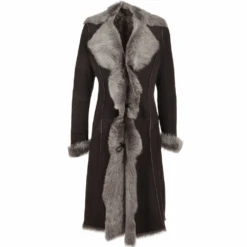 Long Length Toscana Suede Leather Coat Brown : Alaska