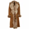 Long Length Toscana Suede Leather Coat Tan : Alaska