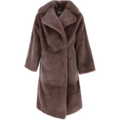 Long Skeepskin Overcoat Coco Brown: Celine