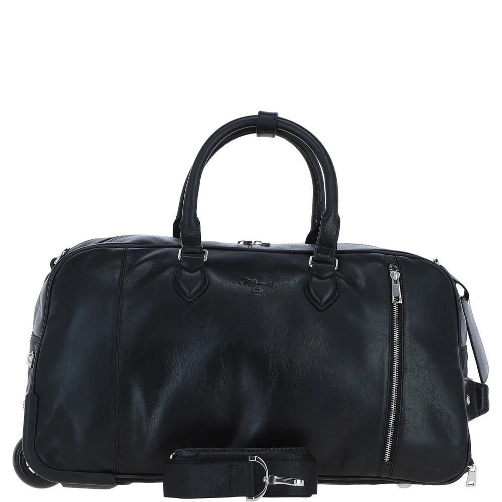 Luxurious Leather Wheeled Duffle Bag Black: Pl-50