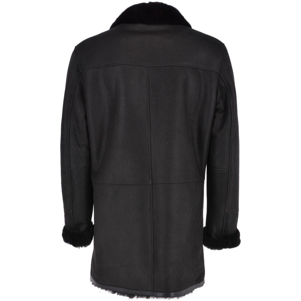 Luxury 4 Button Single Breasted Mink Collar And Sheepskin Coat Black : Jaskier - Image 3