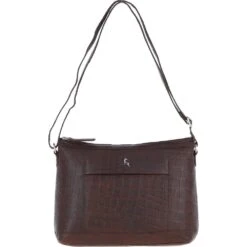 Luxury Croc Print Leather Shoulder Bag Brandy/croc: MC1