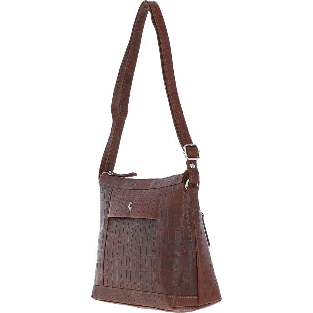 Luxury Croc Print Leather Shoulder Bag Cognac/croc: MC1 - Image 3