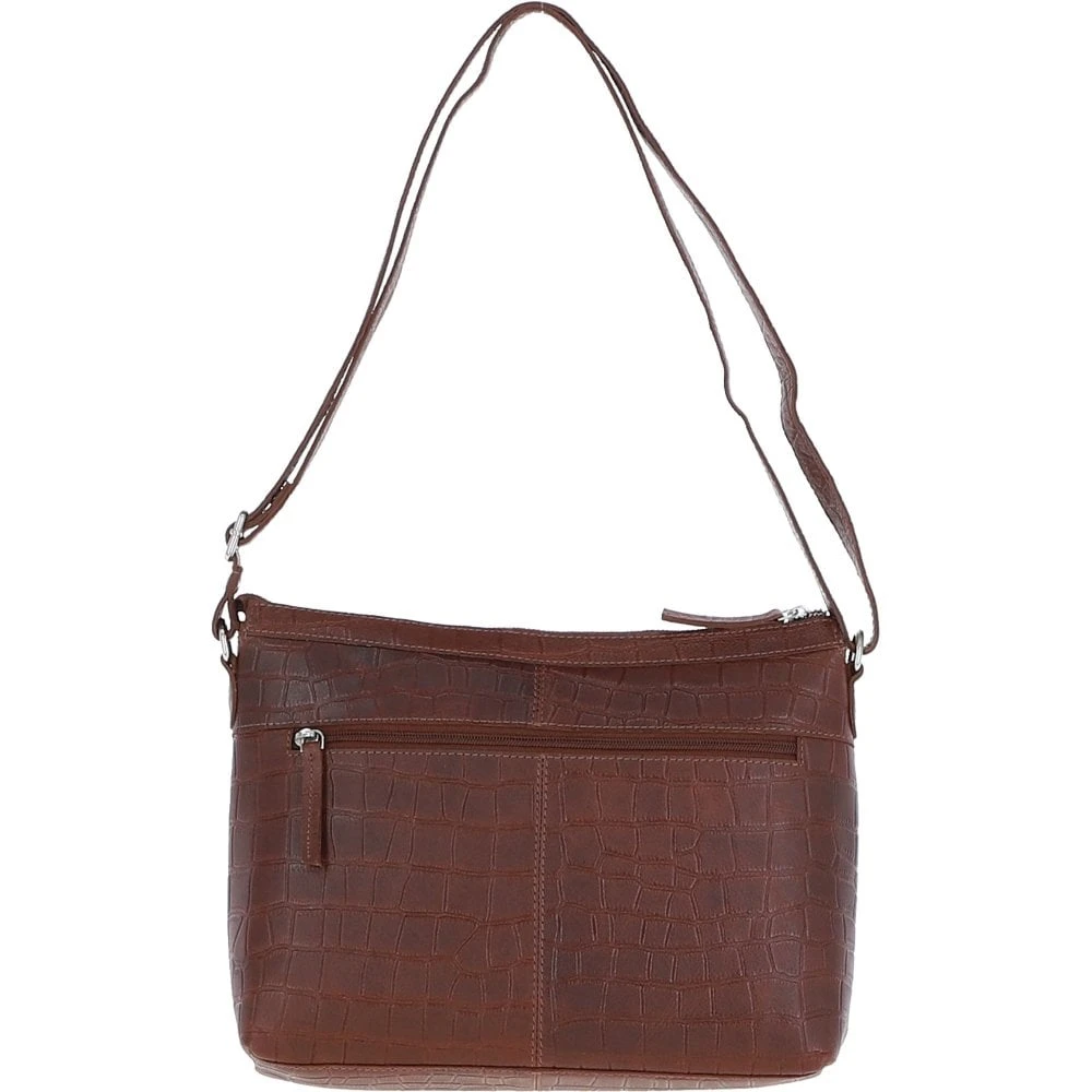 Luxury Croc Print Leather Shoulder Bag Cognac/croc: MC1 - Image 5