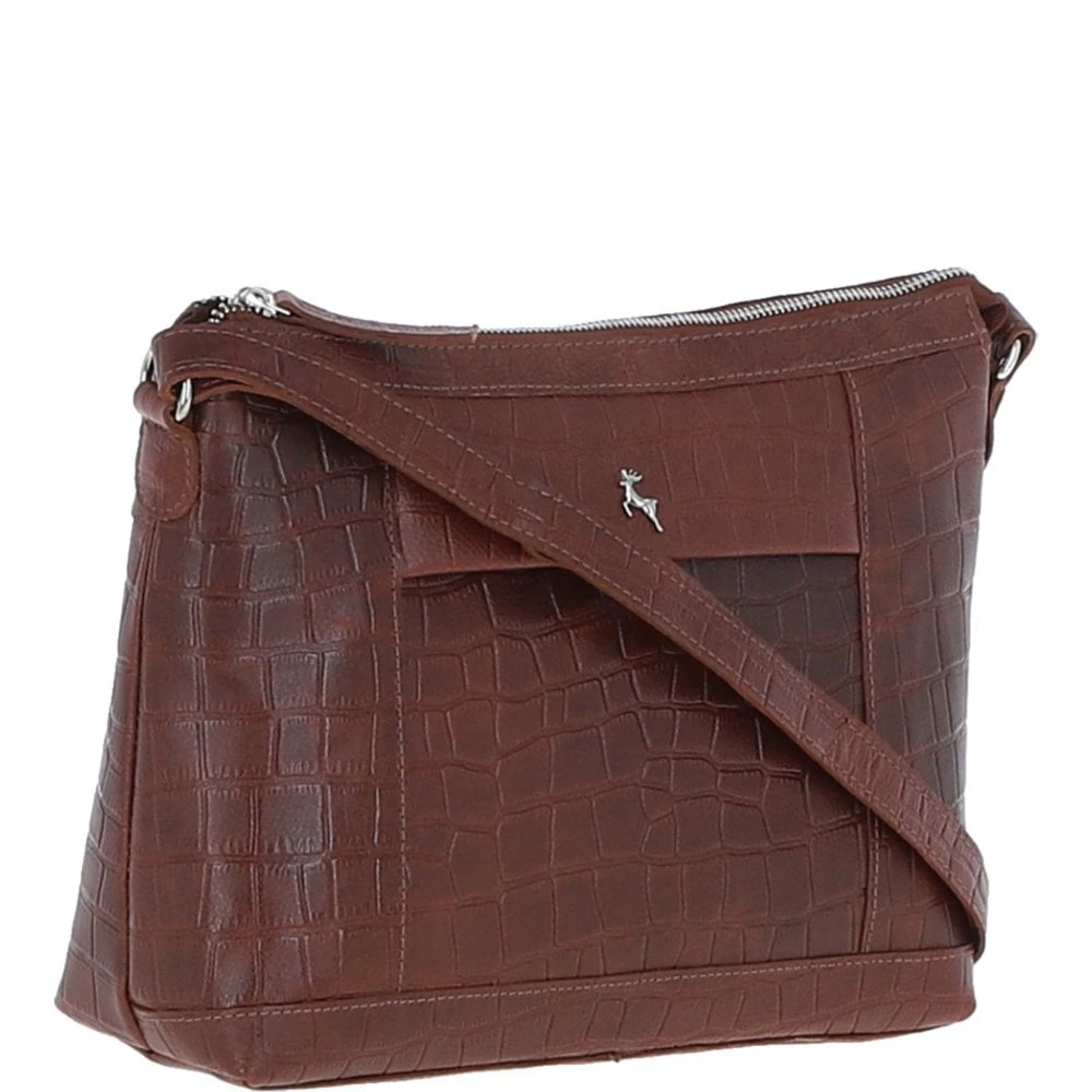 Luxury Croc Print Leather Shoulder Bag Cognac/croc: MC1 - Image 6