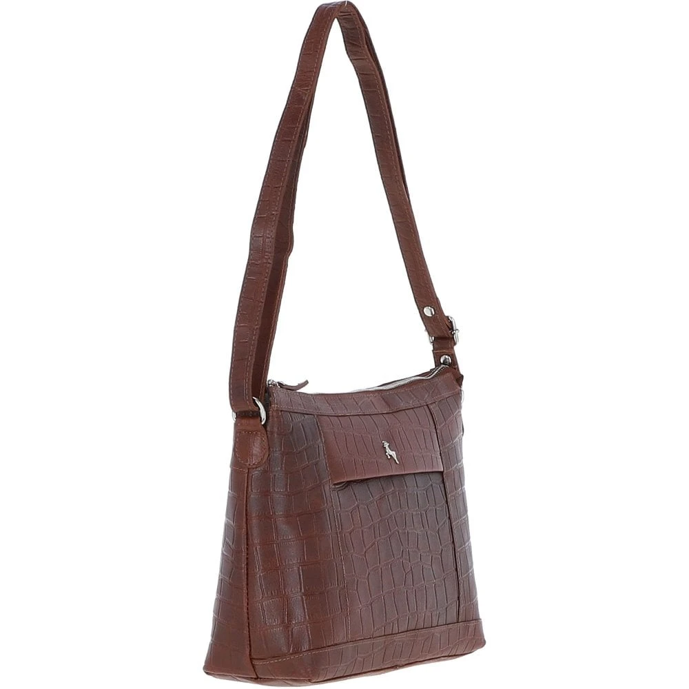 Luxury Croc Print Leather Shoulder Bag Cognac/croc: MC1 - Image 7