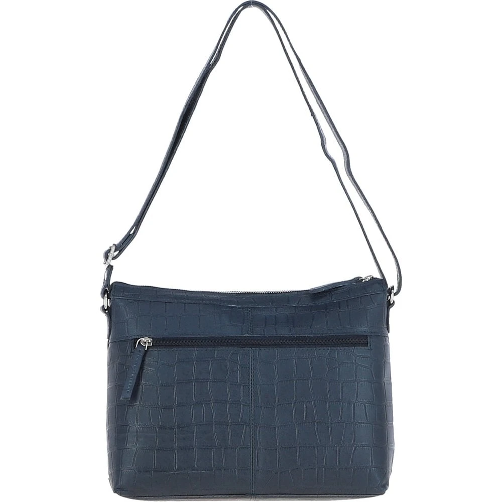 Luxury Croc Print Leather Shoulder Bag Navy/croc: MC1 - Image 5