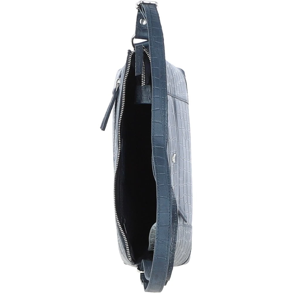Luxury Croc Print Leather Shoulder Bag Navy/croc: MC1 - Image 8