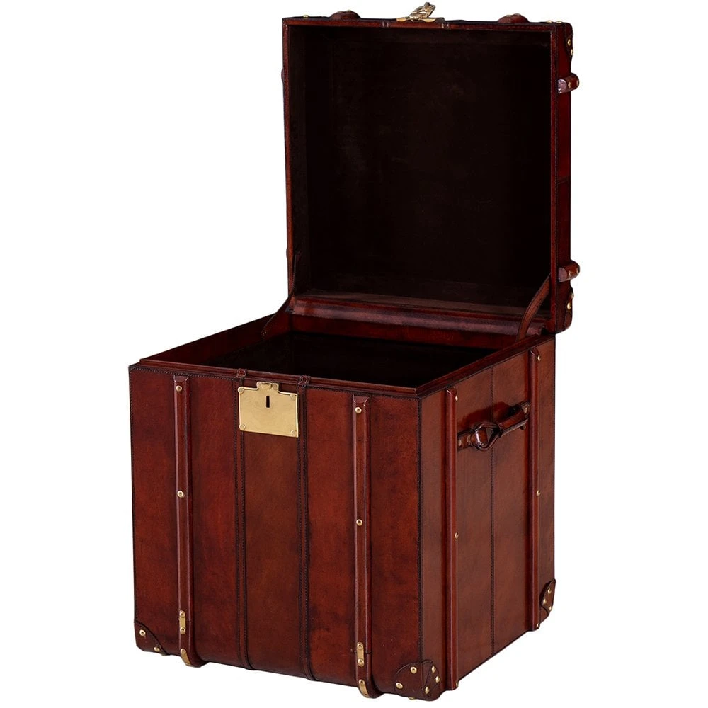 Luxury Handcrafted Leather Large Storage Trunk Cognac: SE-1454 - Image 2